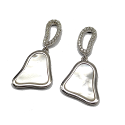 White Mother-of-Pearl Earrings With Diamonds