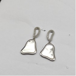 White Mother-of-Pearl Earrings With Diamonds