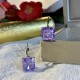 Small square dangle zirconia earrings