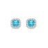 Blue square ice flower cut high carbon diamond earrings