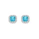 Blue square ice flower cut high carbon diamond earrings