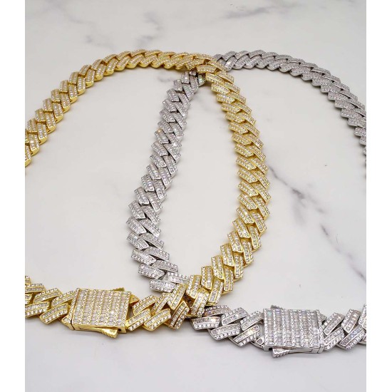 luxury gold-plated full studded cz diamond hiphop cuban chain necklace