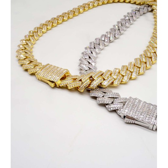 luxury gold-plated full studded cz diamond hiphop cuban chain necklace