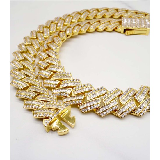 luxury gold-plated full studded cz diamond hiphop cuban chain necklace