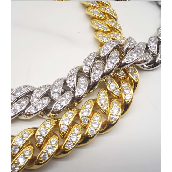 luxury gold-plated full studded cz diamond hiphop chain necklace