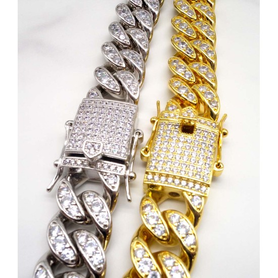 luxury gold-plated full studded cz diamond hiphop chain necklace