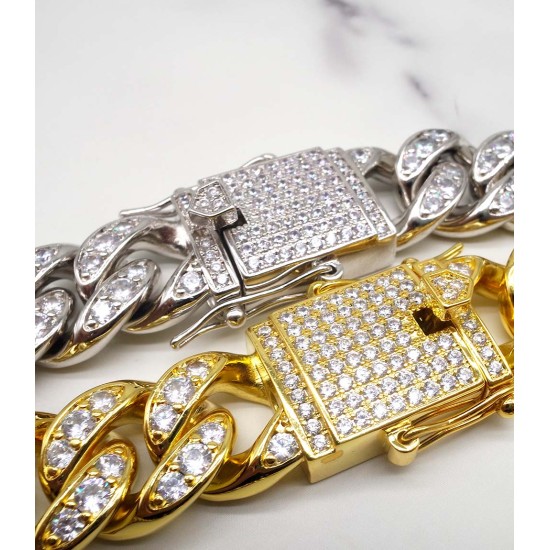 luxury gold-plated full studded cz diamond hiphop chain necklace