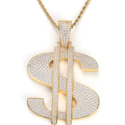 gold plated hiphop money iced out rapper pendant