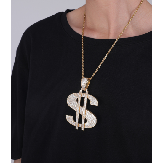 gold plated hiphop money iced out rapper pendant