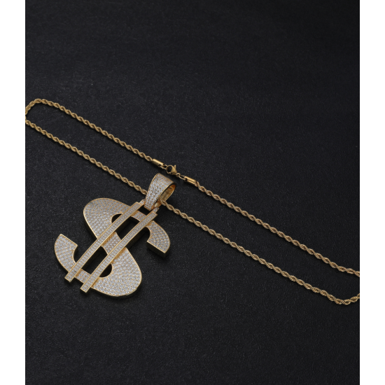 gold plated hiphop money iced out rapper pendant