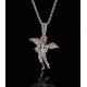 Bling Iced Out Cupid Cubic  Mens Gold Plated Angel Pendant