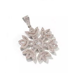 Snowflake gold plated full studded cz diamond pendant