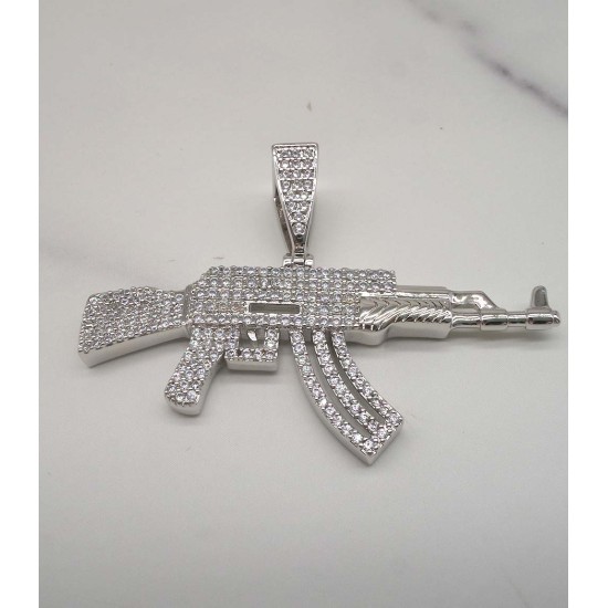 inlay cz diamond hiphot gun pendant