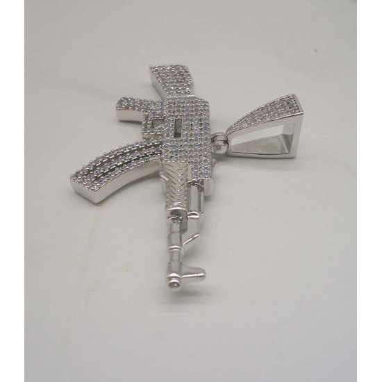 inlay cz diamond hiphot gun pendant