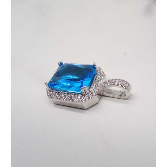 studded cz diamond square pendant