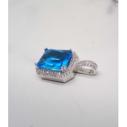 studded cz diamond square pendant