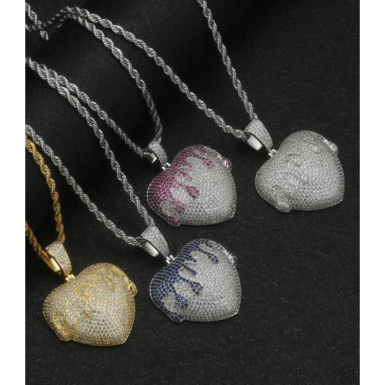 fashion hiphop iced out heart charms pendant