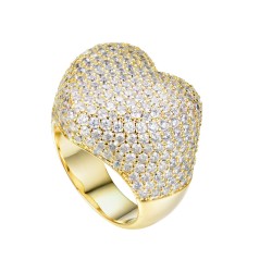 luxury gold plated full studded cz diamond full Love style ring