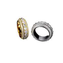 luxury gold plated full studded cz diamond rotating ring