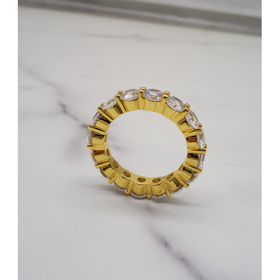 luxury gold plated full studded cz diamond ring