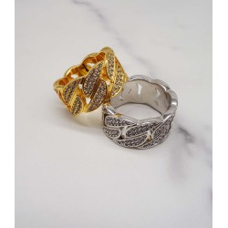 gold plated studded cz diamond ring