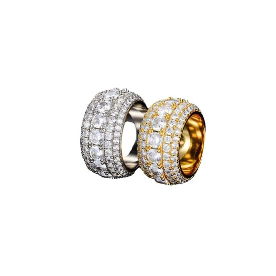 luxury gold plated full studded L-cz diamond rotating ring