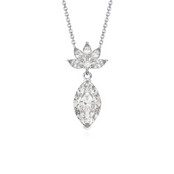 Horse eye zirconia ice flower cut necklace