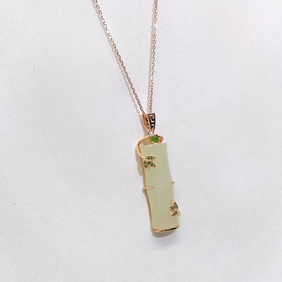 hetian jade rose gold necklace