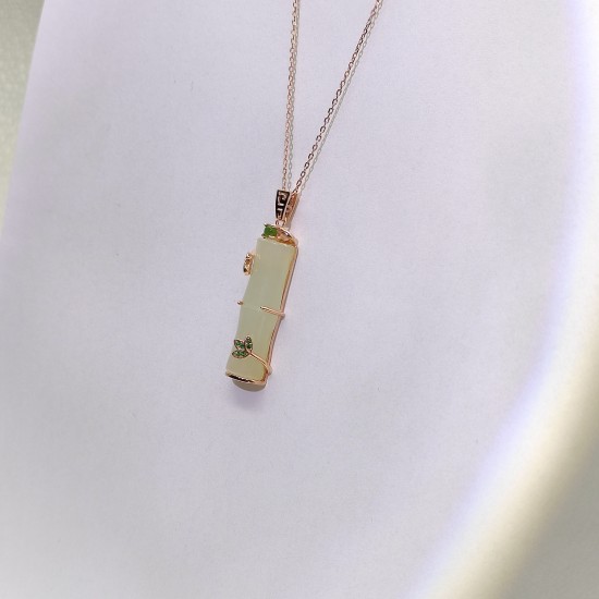 hetian jade rose gold necklace