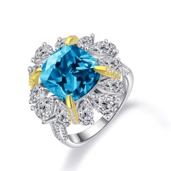 Ice cut flower shaped high carbon diamond ring