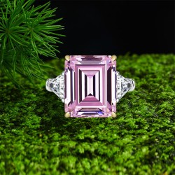 Square Pink Zirconium Ring
